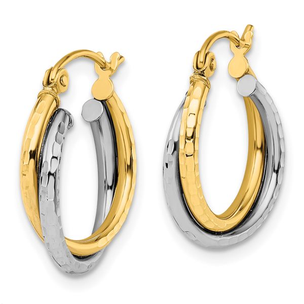 Leslie's 10K Two-tone D/C Hinged Hoop Earrings - Image 2