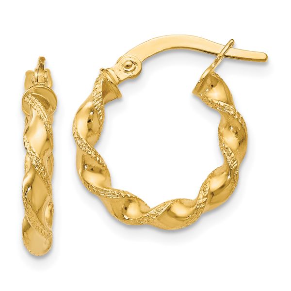 Leslie's 10K Polished and Textured Twisted Hinged Hoop Earrings