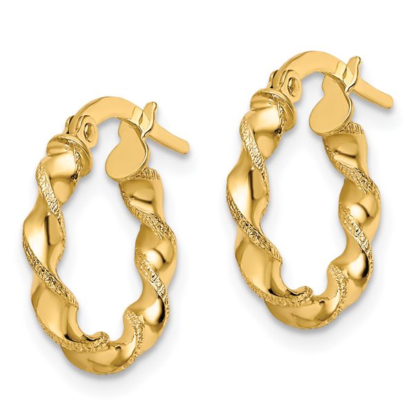 Leslie's 10K Polished and Textured Twisted Hinged Hoop Earrings - Image 2