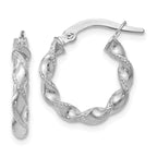 Leslie's 10K White Gold Textured Twisted Hinged Hoop Earrings