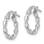 Leslie's 10K White Gold Textured Twisted Hinged Hoop Earrings - Image 2