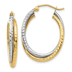 Leslie's 10K Two-tone Textured Hinged Hoop Earrings