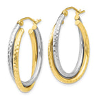 Leslie's 10K Two-tone Textured Hinged Hoop Earrings - Image 2