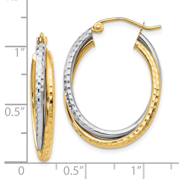 Leslie's 10K Two-tone Textured Hinged Hoop Earrings - Image 4