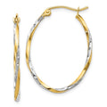 Leslie's 10K w/Rhodium Oval Hinged Hoop Earrings