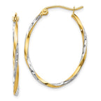 Leslie's 10K w/Rhodium Oval Hinged Hoop Earrings