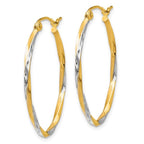 Leslie's 10K w/Rhodium Oval Hinged Hoop Earrings - Image 2