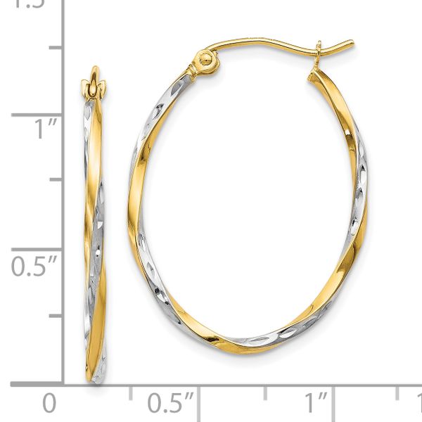 Leslie's 10K w/Rhodium Oval Hinged Hoop Earrings - Image 4
