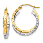 Leslie's 10K Two-tone Textured Hinged Hoop Earrings