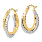 Leslie's 10K Two-tone Textured Hinged Hoop Earrings - Image 2