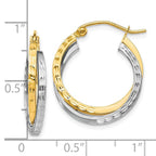 Leslie's 10K Two-tone Textured Hinged Hoop Earrings - Image 4