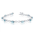 10K White Gold Oval Aquamarine and Diamond Bracelet
