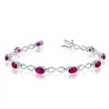 10K White Gold Oval Ruby and Diamond Bracelet