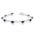 10K White Gold Oval Sapphire and Diamond Bracelet