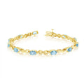 10K Yellow Gold Oval Aquamarine and Diamond Bracelet