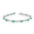 10K White Gold Oval Aquamarine and Diamond Bracelet