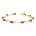 10K Yellow Gold Oval Amethyst and Diamond Bracelet