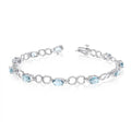 10K White Gold Oval Aquamarine and Diamond Bracelet