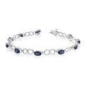 10K White Gold Oval Sapphire and Diamond Bracelet