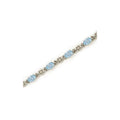 10K White Gold Oval Aquamarine and Diamond Bracelet