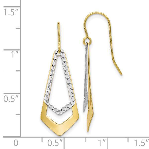 Leslie's 10K Two-tone D/C Shepherd Hook Dangle Earrings - Image 4