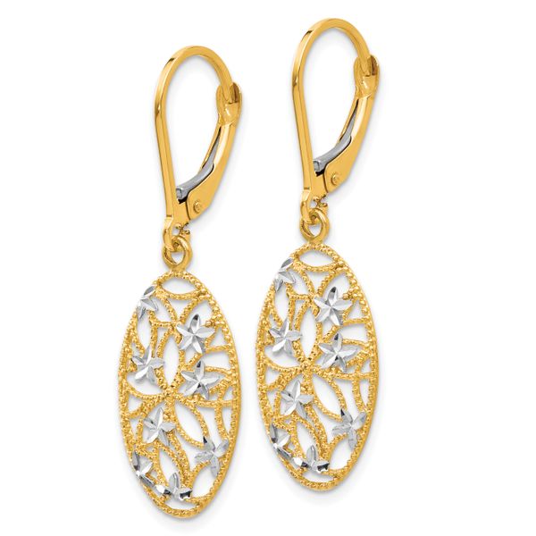 Leslie's 10K w/Rhodium D/C Leverback Dangle Earrings - Image 2