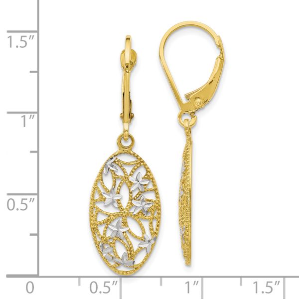 Leslie's 10K w/Rhodium D/C Leverback Dangle Earrings - Image 4