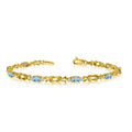 14K Yellow Gold Oval Aquamarine and Diamond Bracelet