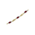 14K Yellow Gold Oval Garnet and Diamond Bracelet