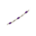14K White Gold Oval Amethyst and Diamond Bracelet
