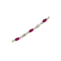 14K White Gold Oval Ruby and Diamond Bracelet