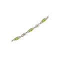 14K White Gold Oval Peridot and Diamond Bracelet