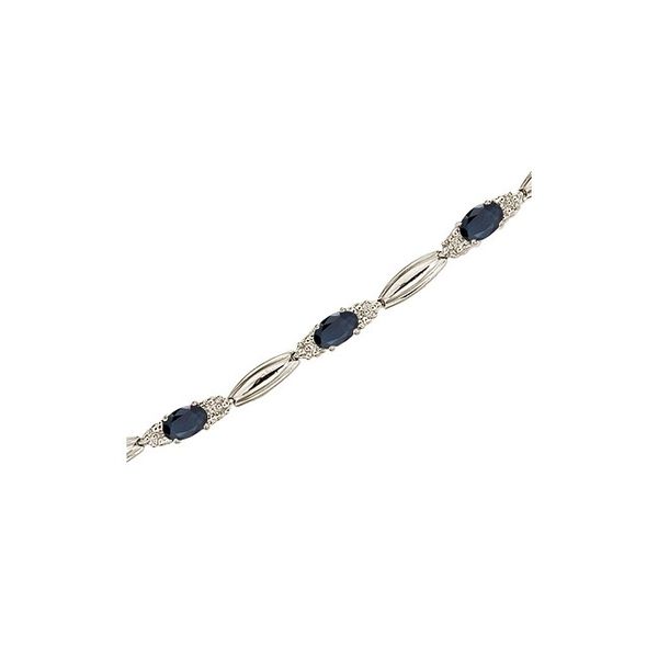 14K White Gold Oval Sapphire and Diamond Bracelet