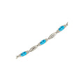 14K White Gold Oval Blue Topaz and Diamond Bracelet
