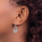 Leslie's 10K White Gold Textured Shepherd Hook Dangle Earrings - Image 4