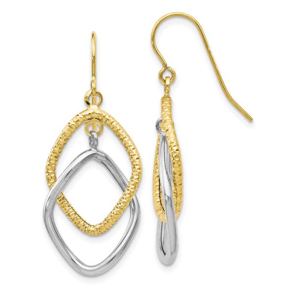Leslie's 10K Two-tone Shepherd Hook Dangle Earrings