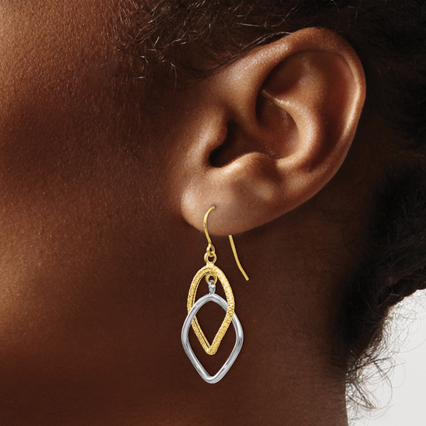 Leslie's 10K Two-tone Shepherd Hook Dangle Earrings - Image 3