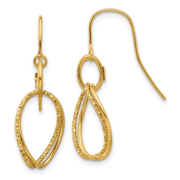 Leslie's 10K Polished and Textured Shepherd Hook Dangle Earrings