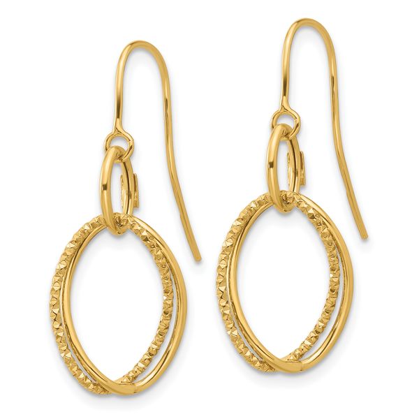 Leslie's 10K Polished and Textured Shepherd Hook Dangle Earrings - Image 2