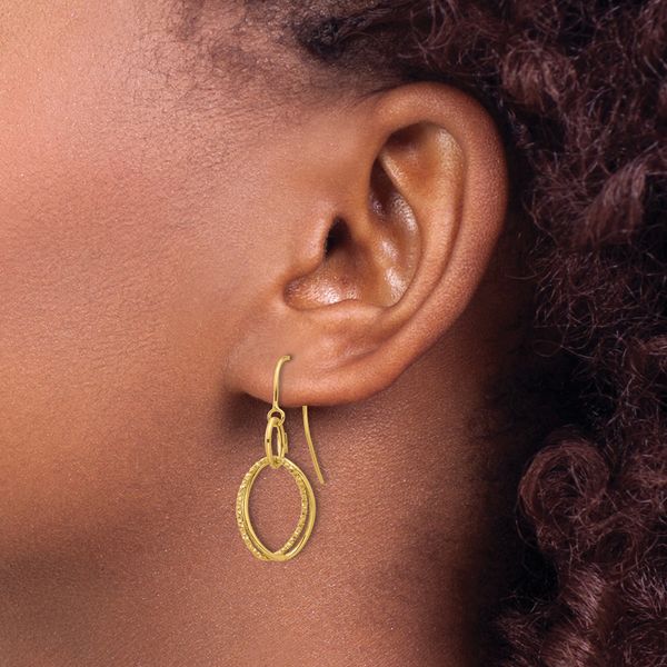 Leslie's 10K Polished and Textured Shepherd Hook Dangle Earrings - Image 3