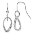 Leslie's 10K White Gold Polished and Textured Shepherd Hook Earrings
