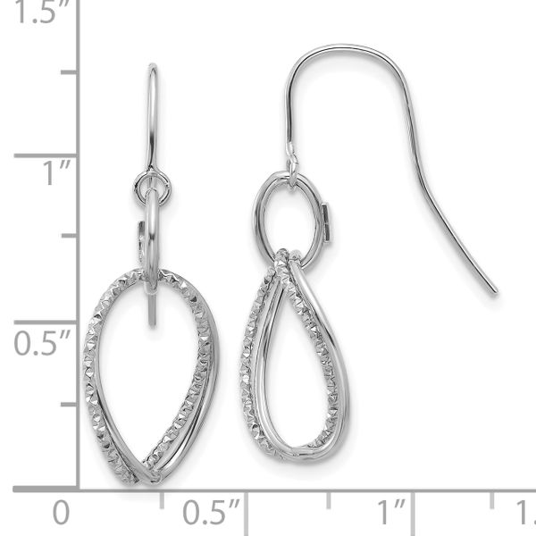 Leslie's 10K White Gold Polished and Textured Shepherd Hook Earrings - Image 4