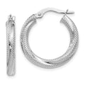 Leslie's 10K White Gold Textured Hinged Hoop Earrings