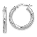 Leslie's 10K White Gold Textured Hinged Hoop Earrings