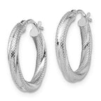 Leslie's 10K White Gold Textured Hinged Hoop Earrings - Image 2