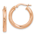 Leslie's 10K Rose Gold Textured Hinged Hoop Earrings