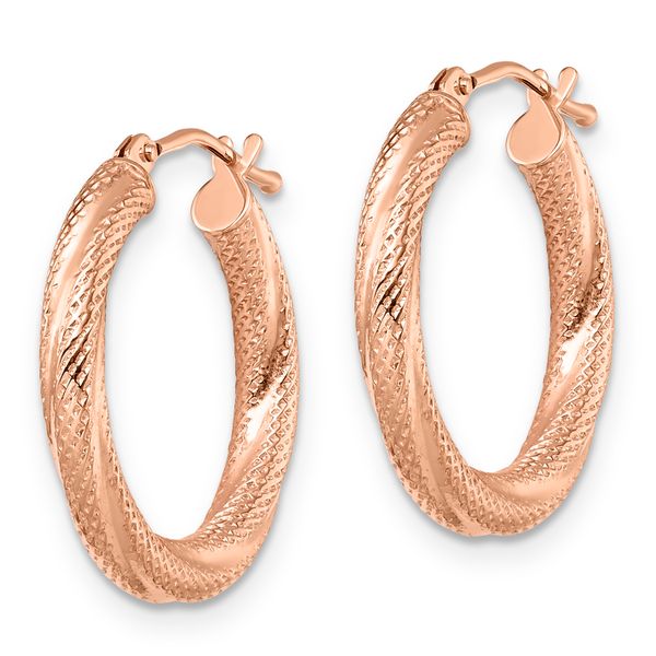Leslie's 10K Rose Gold Textured Hinged Hoop Earrings - Image 2