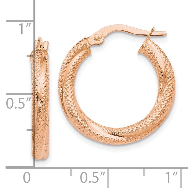 Leslie's 10K Rose Gold Textured Hinged Hoop Earrings - Image 4