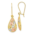 Leslie's 10K w/White and Rose Rhodium D/C Dangle Earrings