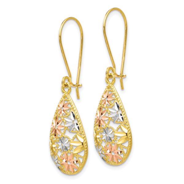 Leslie's 10K w/White and Rose Rhodium D/C Dangle Earrings - Image 2
